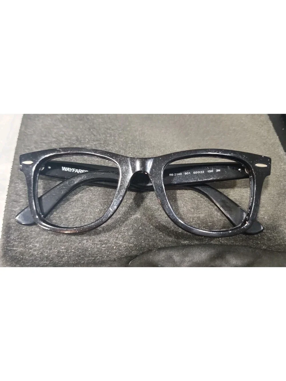 Ray Ban RB2140 901 Black Wayfarer Scratched Sunglasses Frame 50-22 150